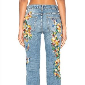 Free People Multicolor Embroidered Jeans